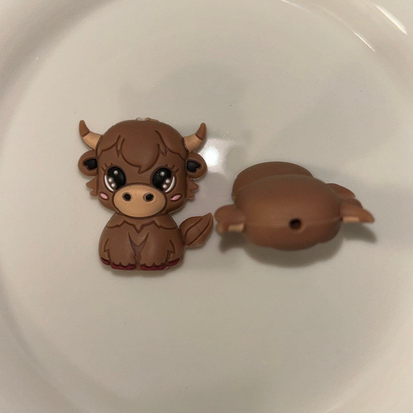 3D Brown Cow Focal Bead