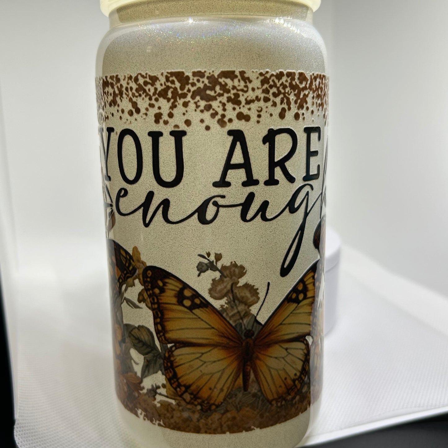 You Are Enough 16oz Glass Tumbler