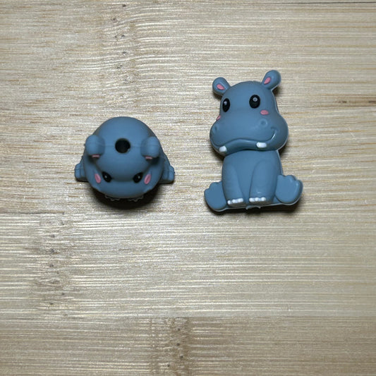 3D Baby Hippo Focal Bead
