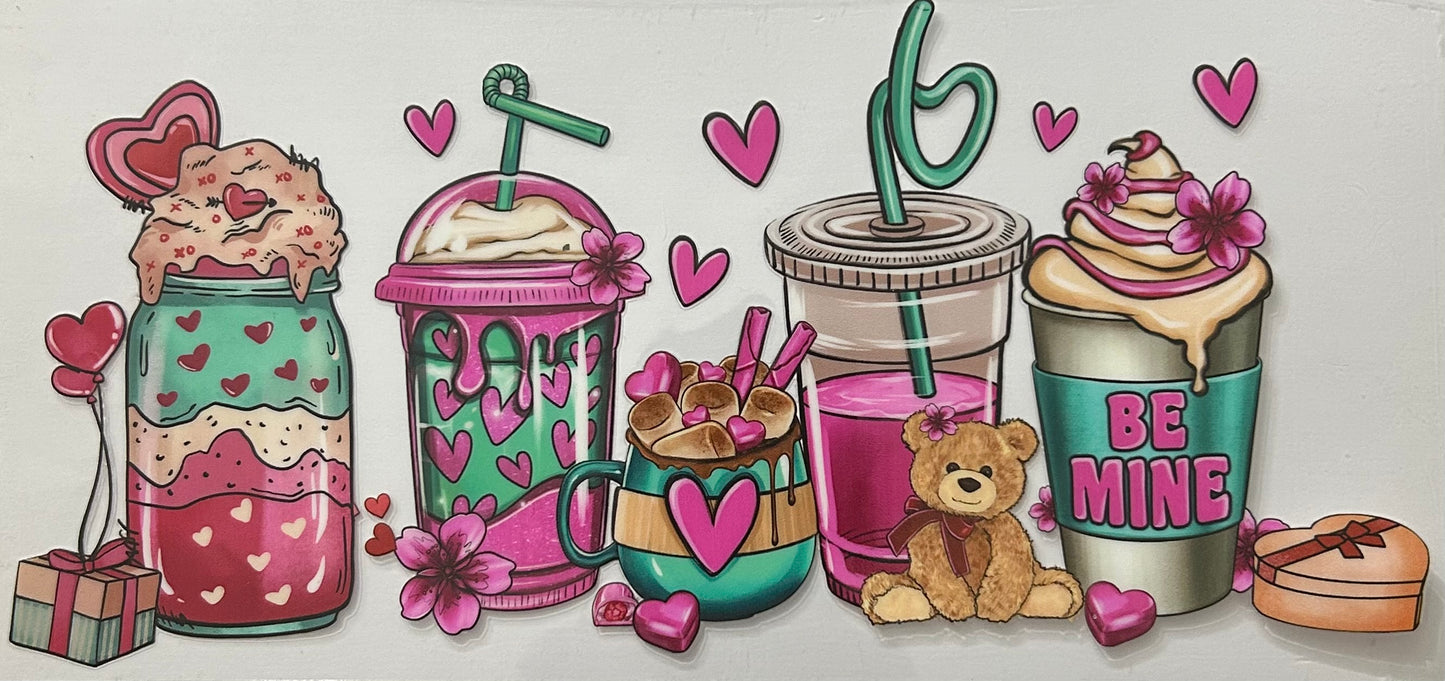 Valentine Teal & Pink Heart Cup Wrap