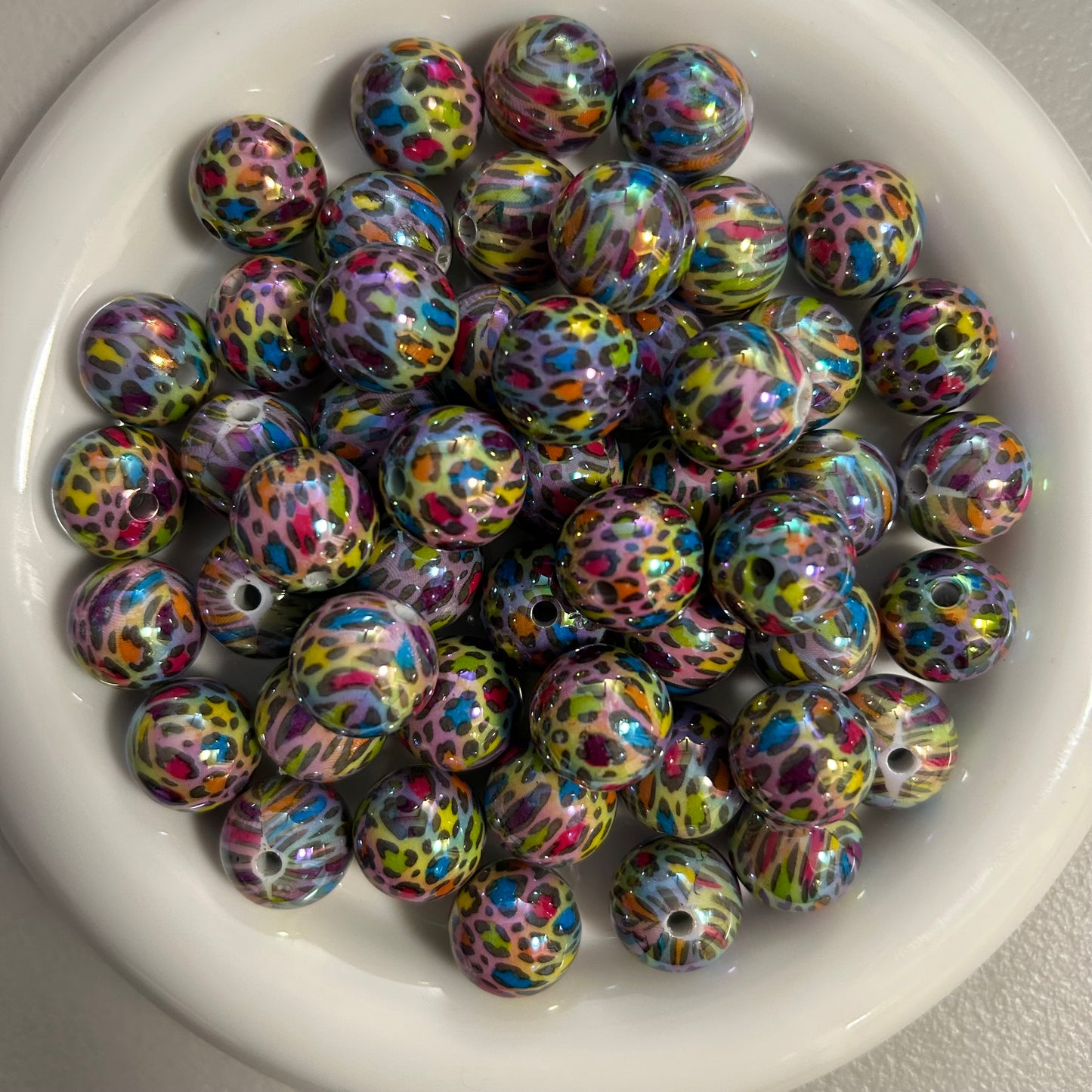 Rainbow Animal Print Acrylic Beads