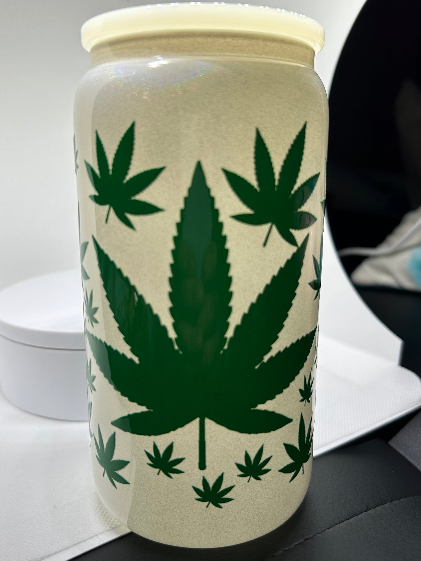 Pot Leaf 16oz Glass Tumbler