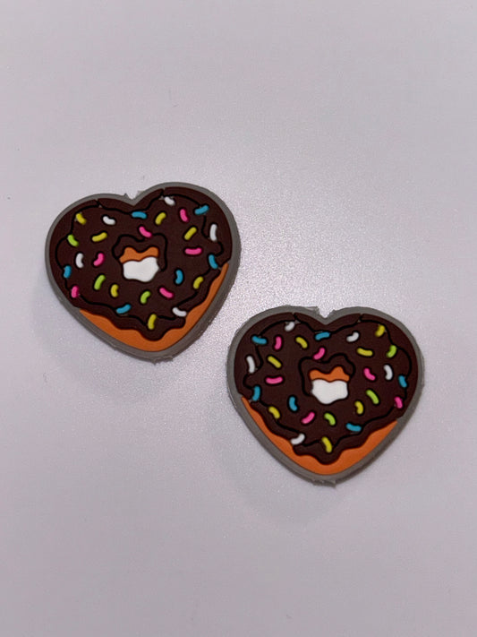 Heart Chocolate Frosted Sprinkle Donut Focal Bead