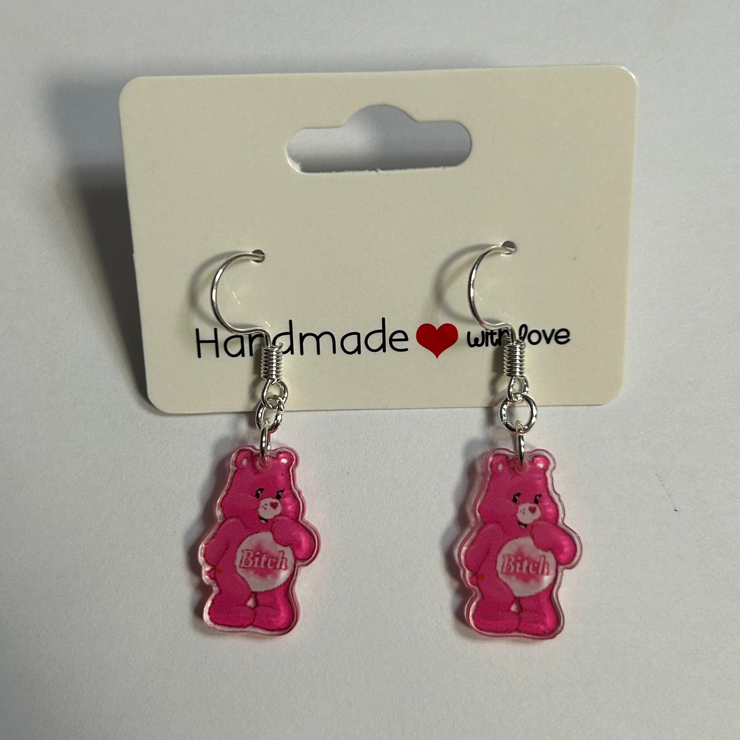Swear Bear Acrylic Dangle Earrings