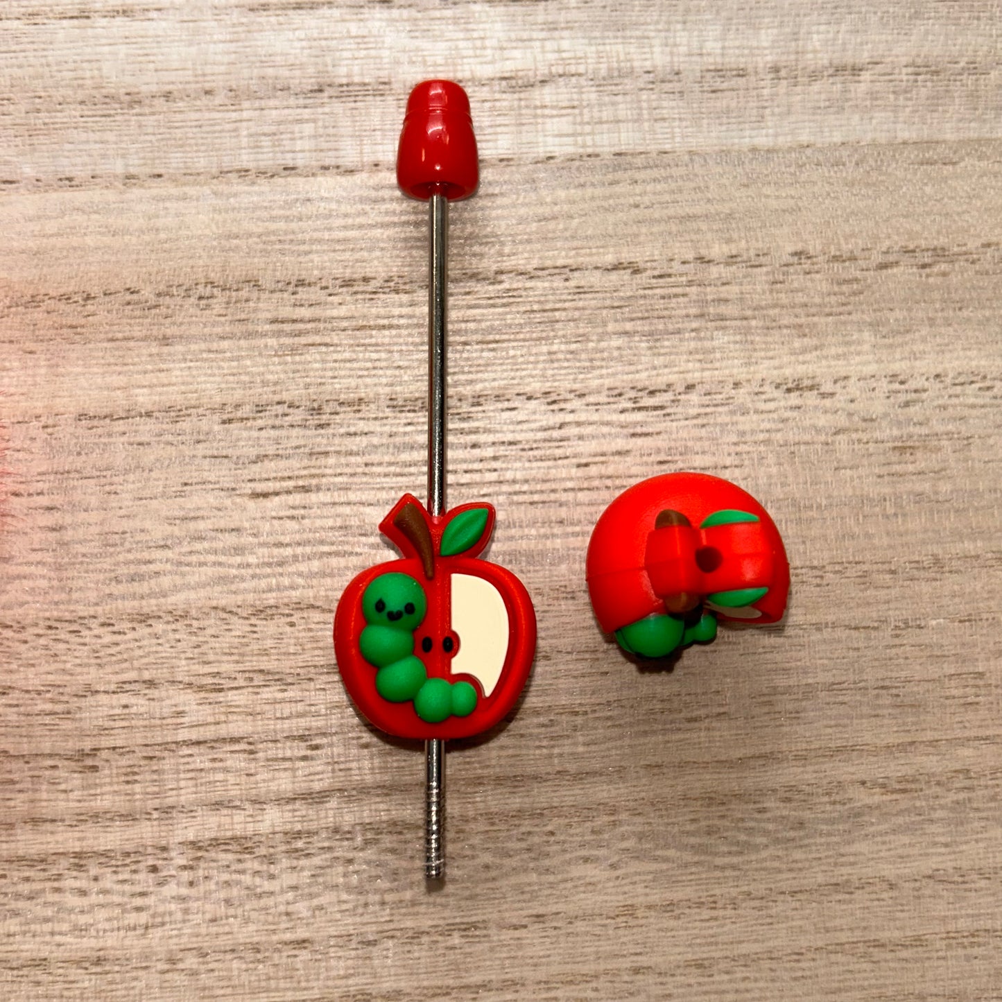 3D Apple and Worm Focal Bead