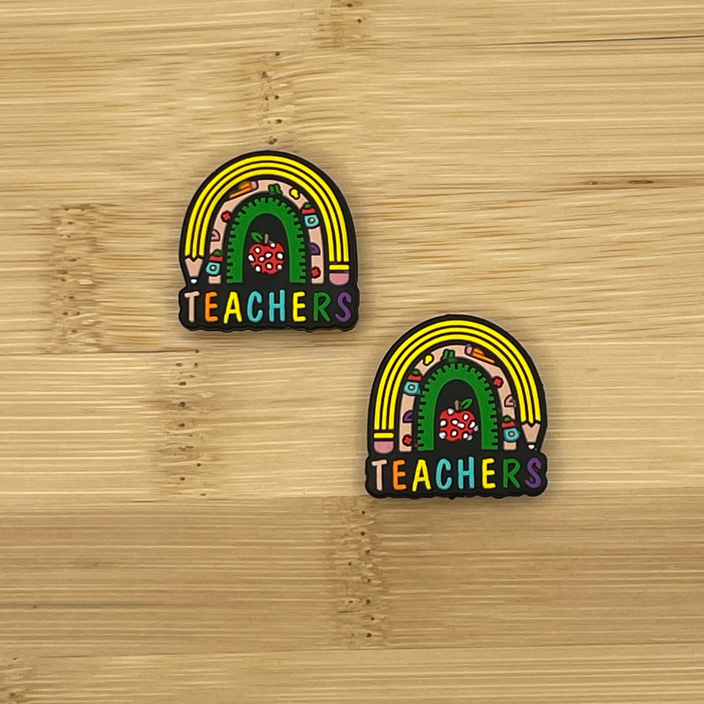 Teacher Pencil Rainbow Focal Bead