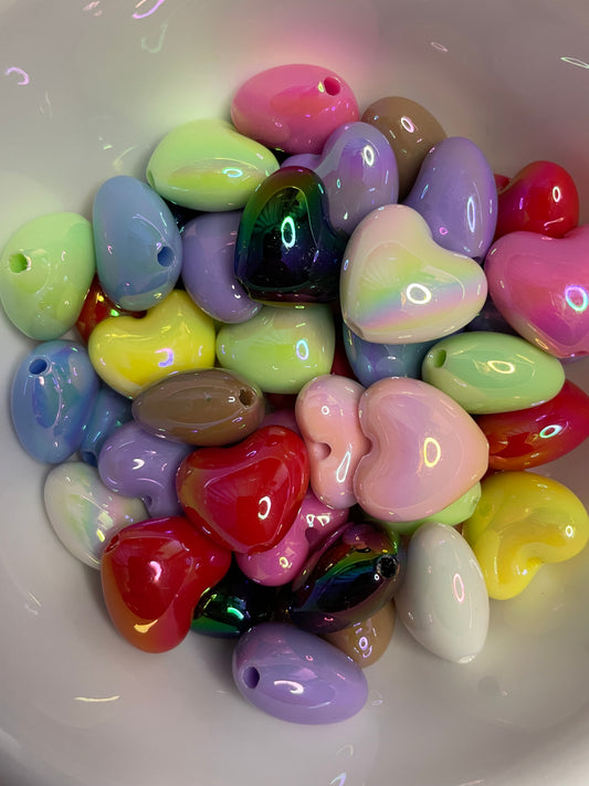 UV Plated Acrylic Heart Beads