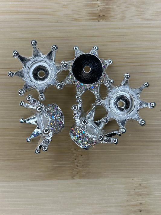 Silver Rhinestone Crown Bead