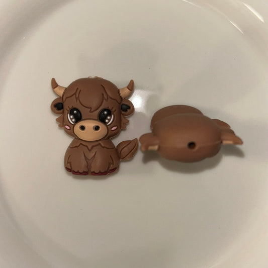 3D Brown Cow Focal Bead