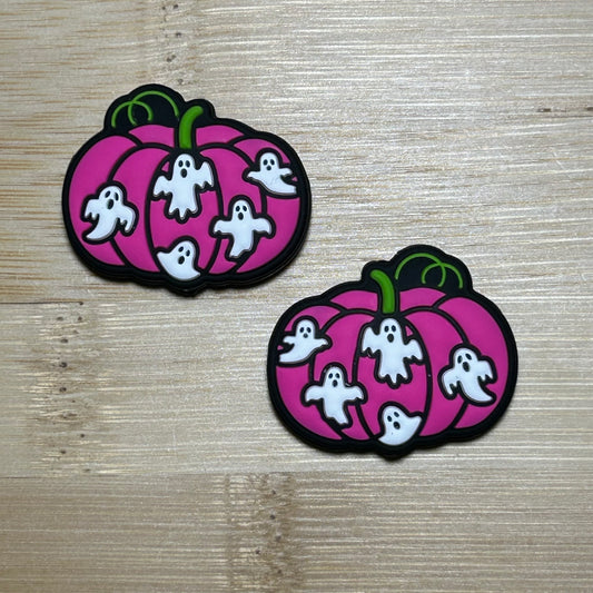 Pink Ghost Pumpkin Focal Bead