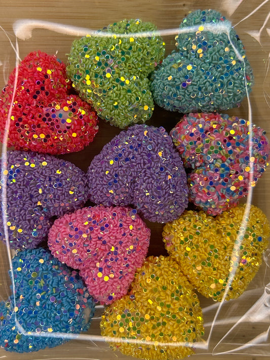 Confetti Glitter Heart Beads