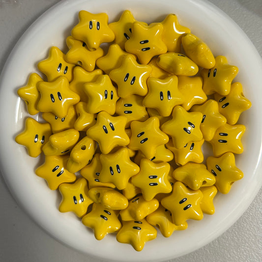 Mario Star Acrylic Bead