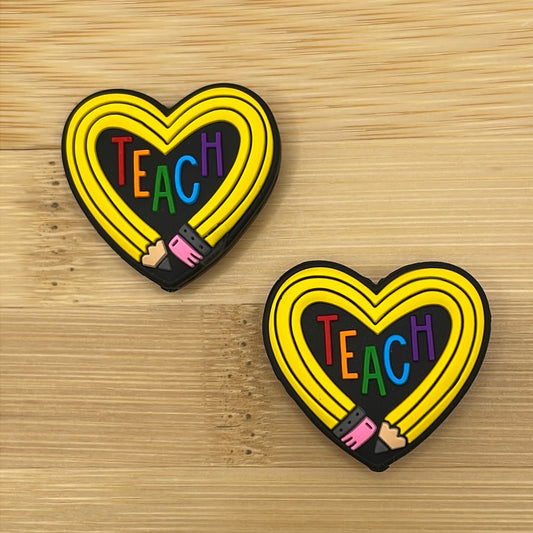 Teach Pencil Heart Focal Bead