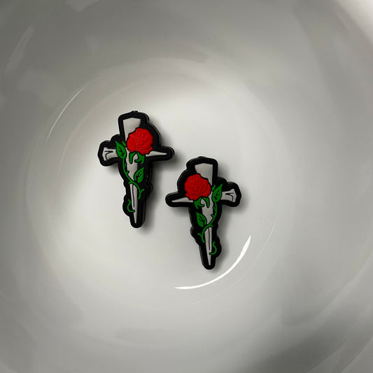 Cross with Rose Focal Bead