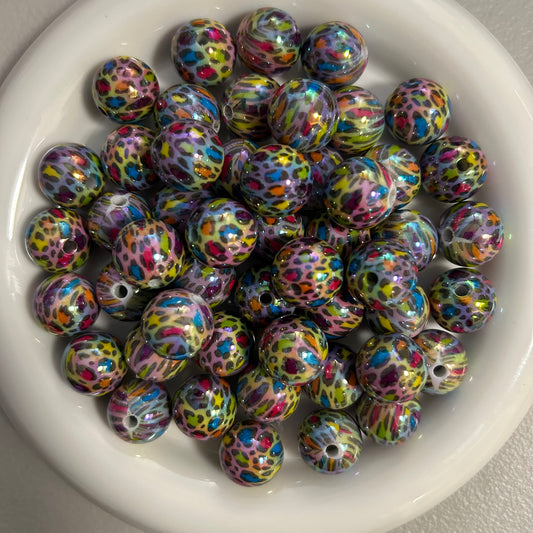 Rainbow Animal Print Acrylic Beads
