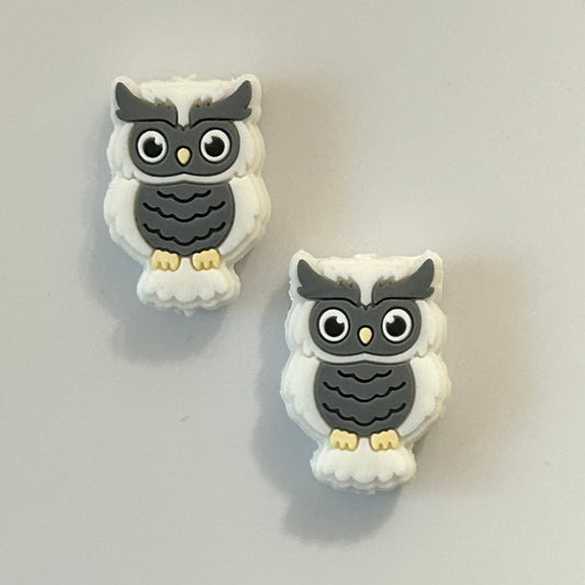 White and Gray Owl Focal Bead