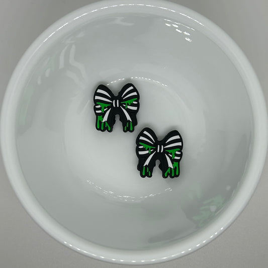 Green Drip Striped Bow Focal Bead (Beetlejuice)