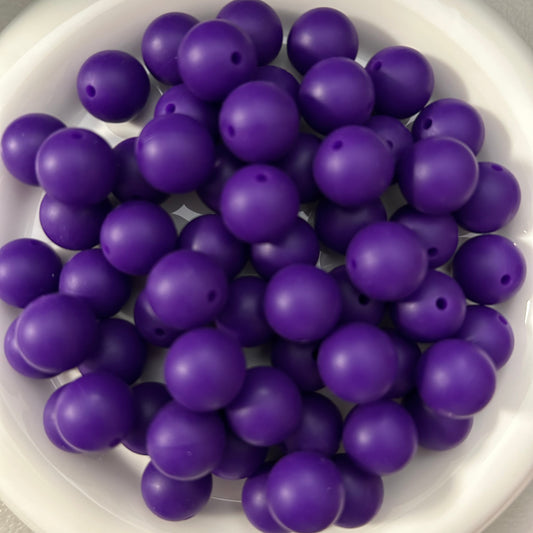 15mm Dark Purple Silicone Beads