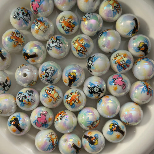 15mm Bluey and Friends Acrylic Beads