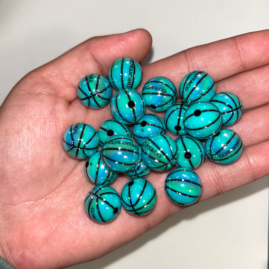 Tiffany Blue Basketball Acrylic Beads 16mm
