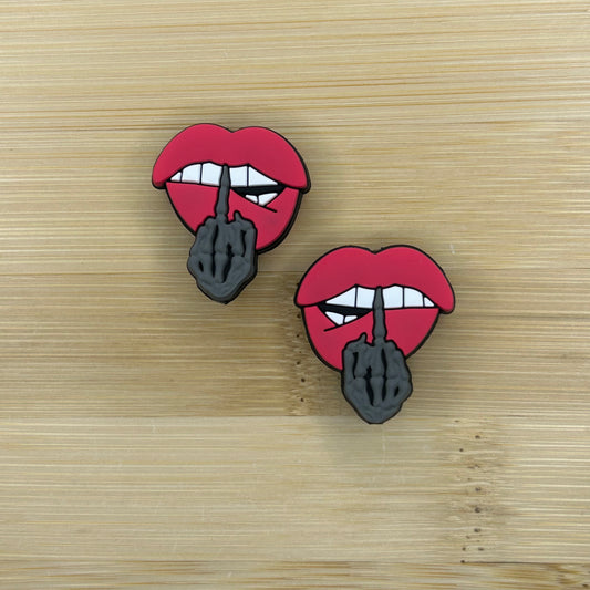 Biting Lip With Middle Finger Focal Bead