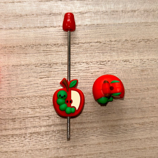 3D Apple and Worm Focal Bead