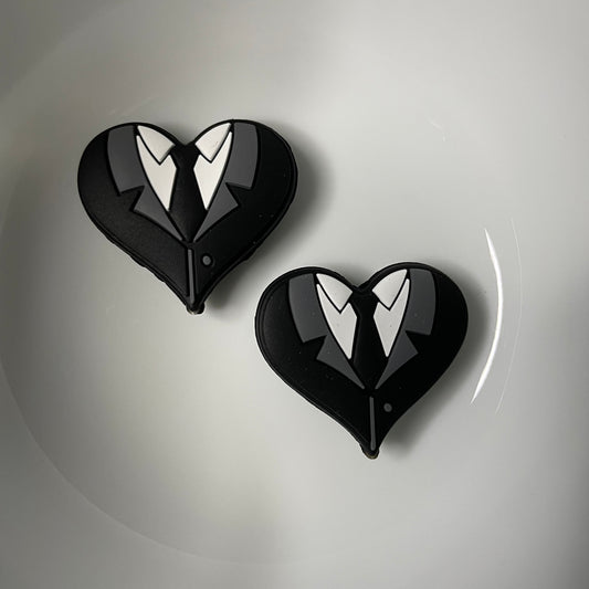 Tuxedo Heart Focal Bead