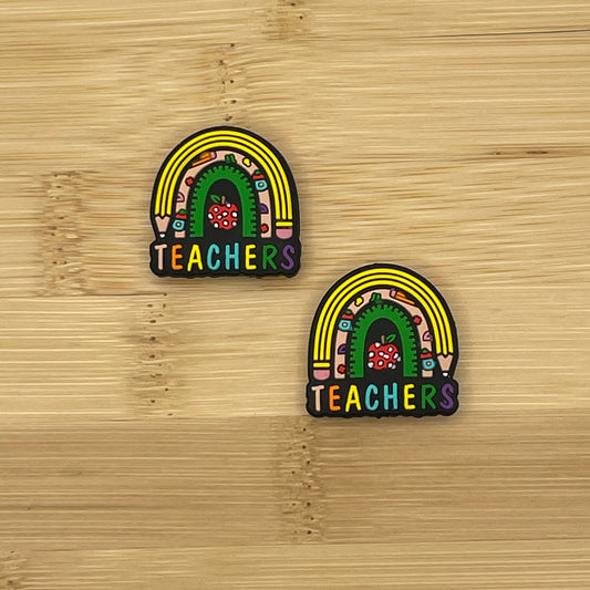 Teacher Pencil Rainbow Focal Bead