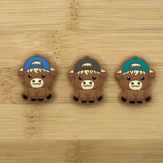 Baby Boy Cow with Hat Focal Bead